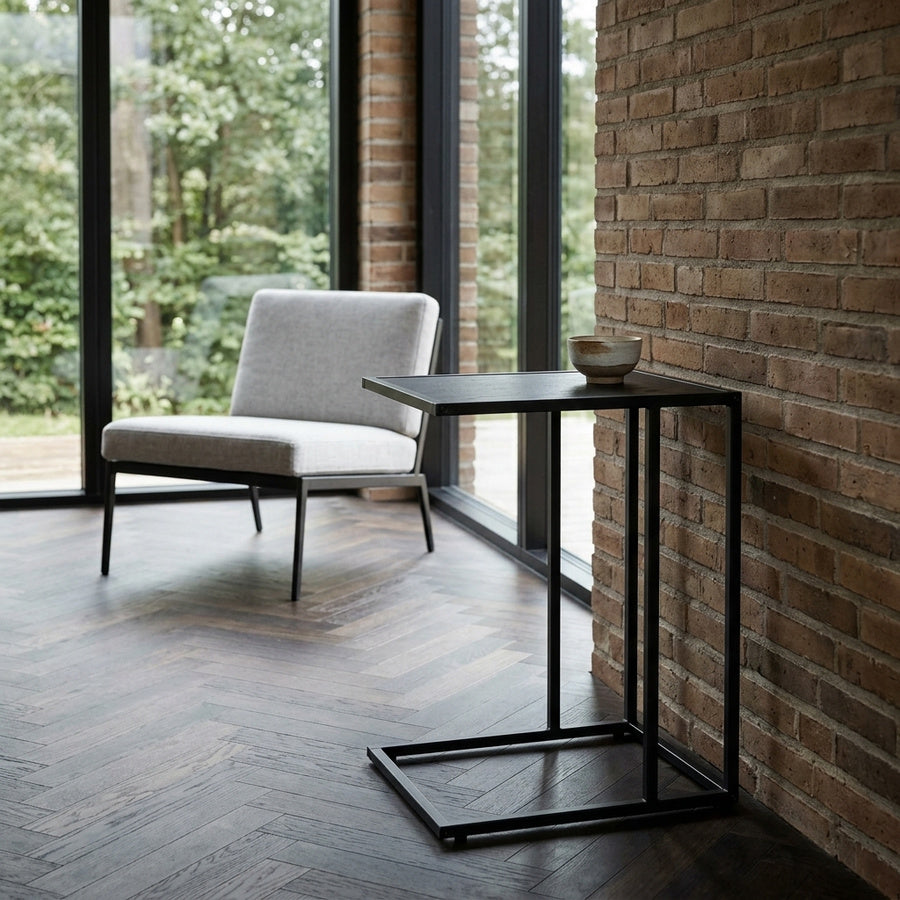 Seaford Hjørnebord i Sort Ask MDF & Stel i Sort Stål fra Actona | B43xD35xH63cm - Billede 1