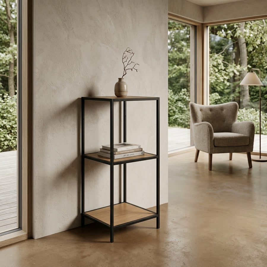 Seaford Reol i Vild Eg MDF & Stel i Sort Stål fra Actona | B35xD37xH82,5cm - Billede 1