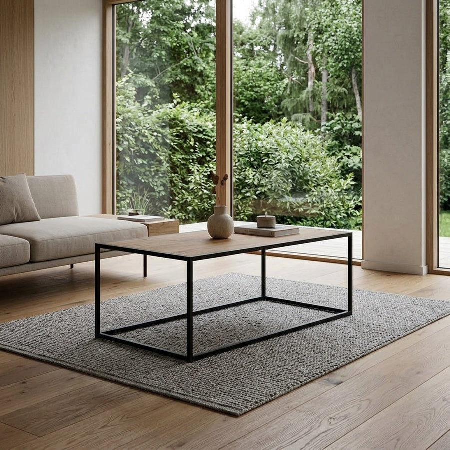 Seaford Sofabord i Vild Eg Egetræ & Stel i Sort Stål fra Actona | B100xD50xH40cm - Billede 1