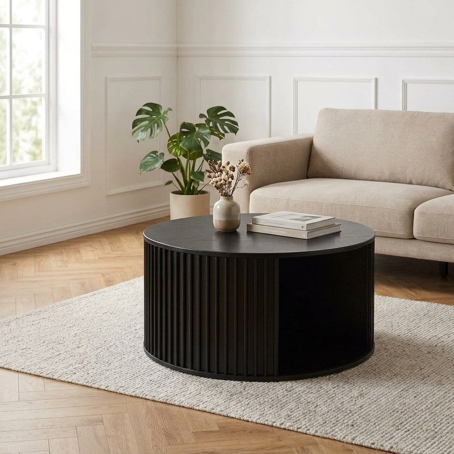 Siena Sofabord i Egetræ og MDF fra Unique Furniture | Ø85xH45cm
