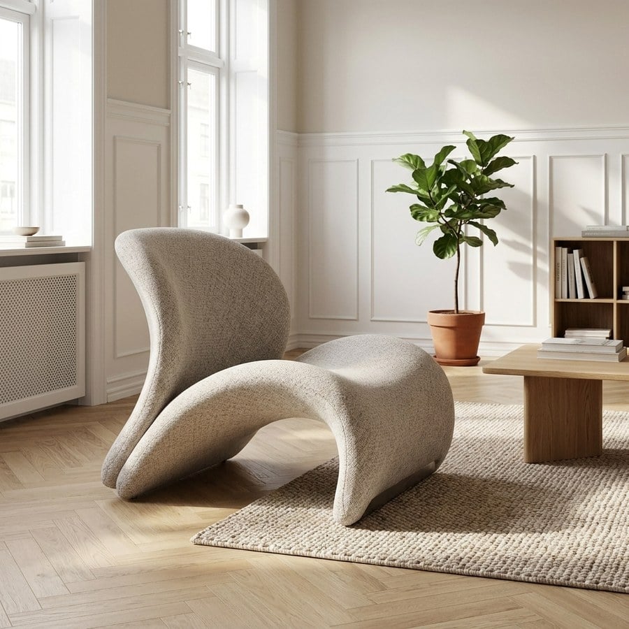 Sofia Loungestol i Sandfarvet Polyester Fra House Nordic | 82x70x73 cm