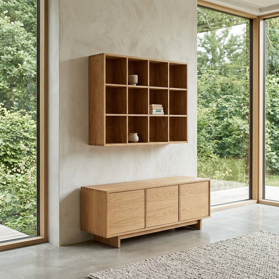 Soria Væghylde/ Sættekasse i 100% Massiv Egetræ og MDF med Egefiner fra House Nordic | B39xD11xH51cm - Billede 1