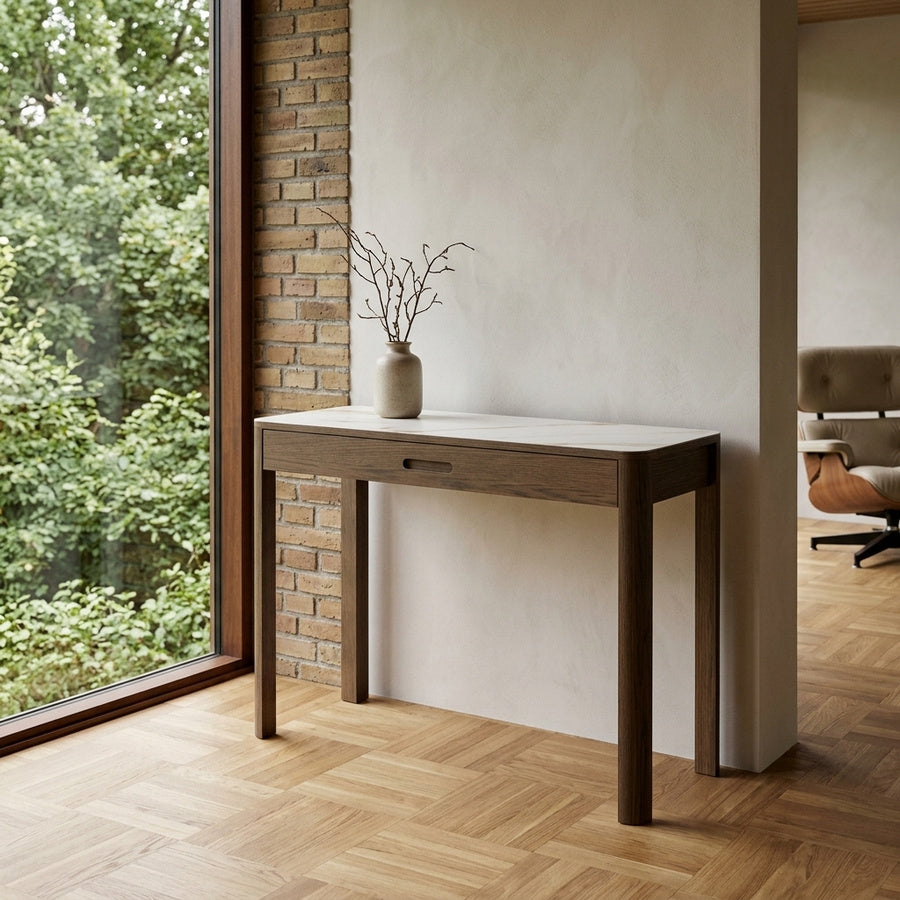 Southampton Konsolbord i Creme Keramik & Skuffe & Stel i Røg Egetræ fra Actona | B100xD40xH75cm - Billede 1