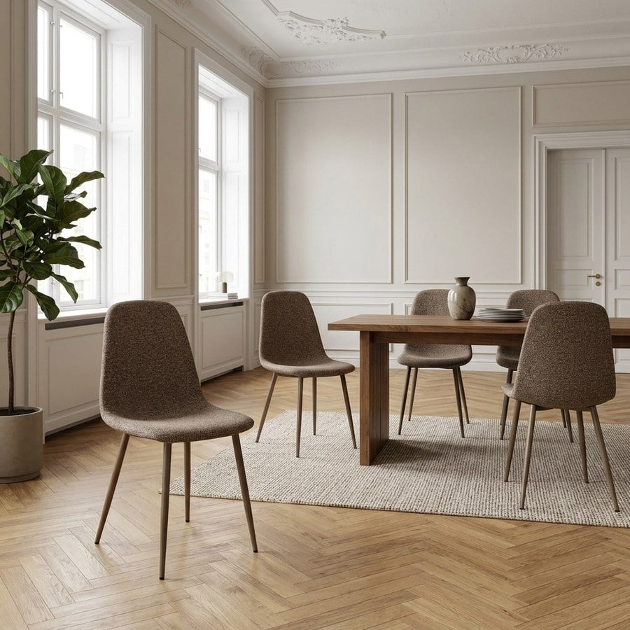 Stockholm Spisebordsstol i Brun Polyester med Metalben fra House Nordic | L54xB44xH88cm