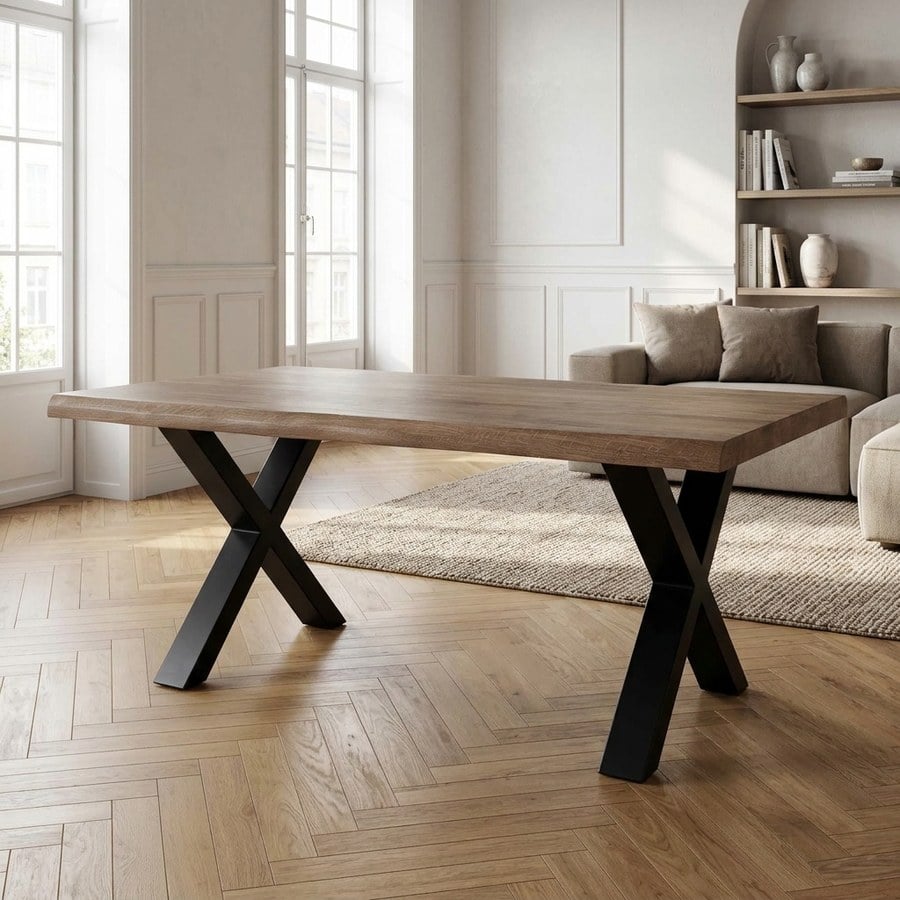 Toulon sofabord i smoked olieret massiv egetræ med sorte stål ben fra House Nordic | H50 x70 x120