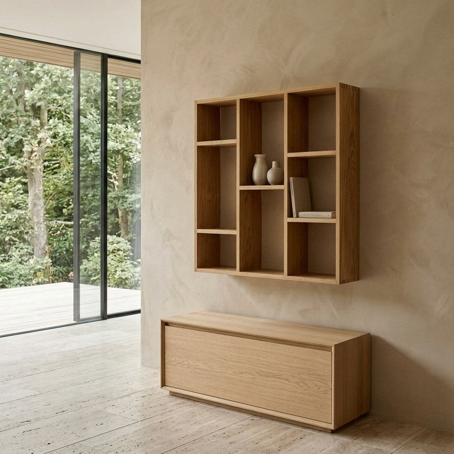 Townsville Fingertappet Væghylde/ Sættekasse i 100% Massiv Egetræ fra House Nordic | B15xL70xH70 cm - Billede 1