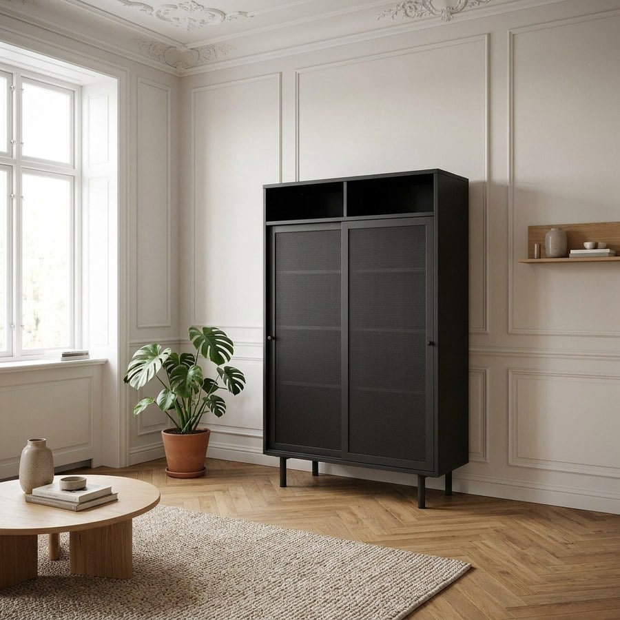 Veep Skab i Sort Metal fra Unique Furniture | B90xH140xD40cm