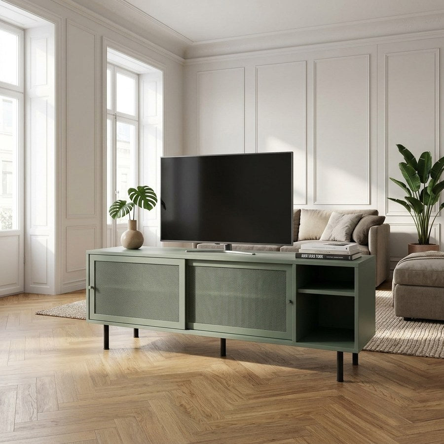 Veep TV Bord i Sage Stål fra Unique Furniture | B160xD45xH55cm