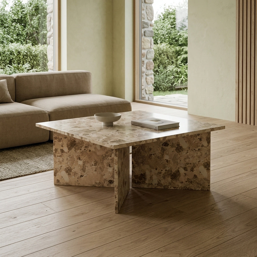 Vega Sofabord i Latte Marmor fra Actona | B90xD90xH42cm - Billede 1