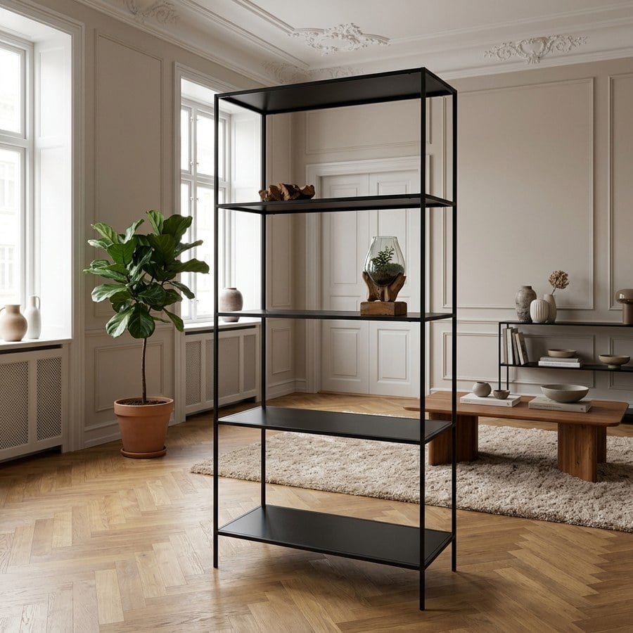 Vita Reol i Sort fra House Nordic | 36x80x170cm