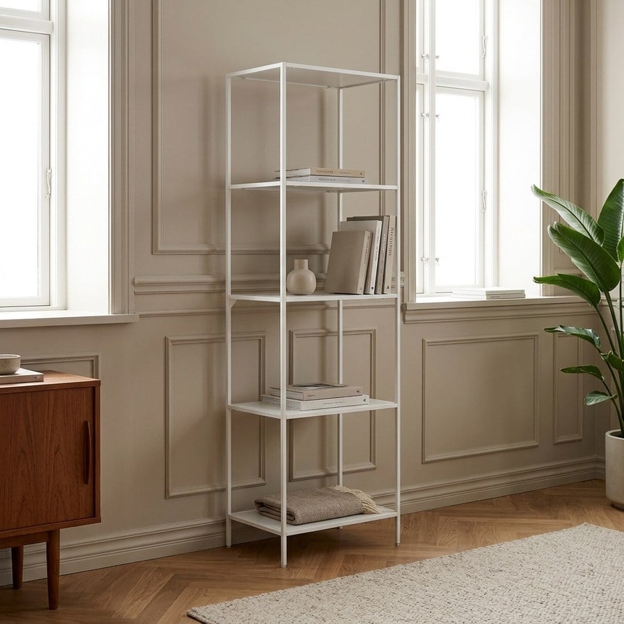Vita Reol med 5 Hylder Fra House Nordic | Hvid Stål - 51x36x170 cm