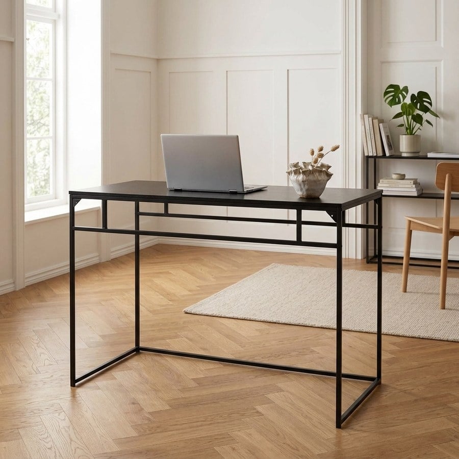 Vita skrivebord i sort Stål med sort spånplade fra House Nordic | 100 x45 x75 cm