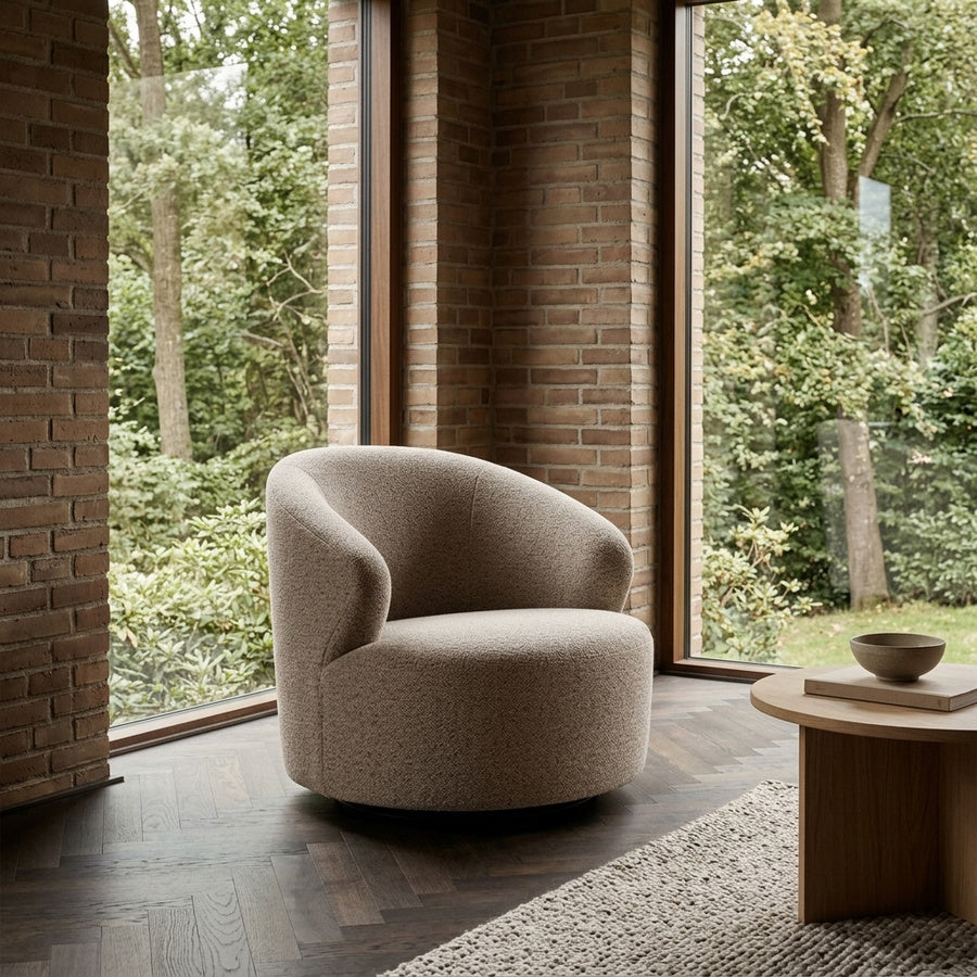 Westport Lounge Stol i Beige Stof med Armlæn og Stel i Sort Stål fra Actona | 80x80x76,5cm - Billede 1