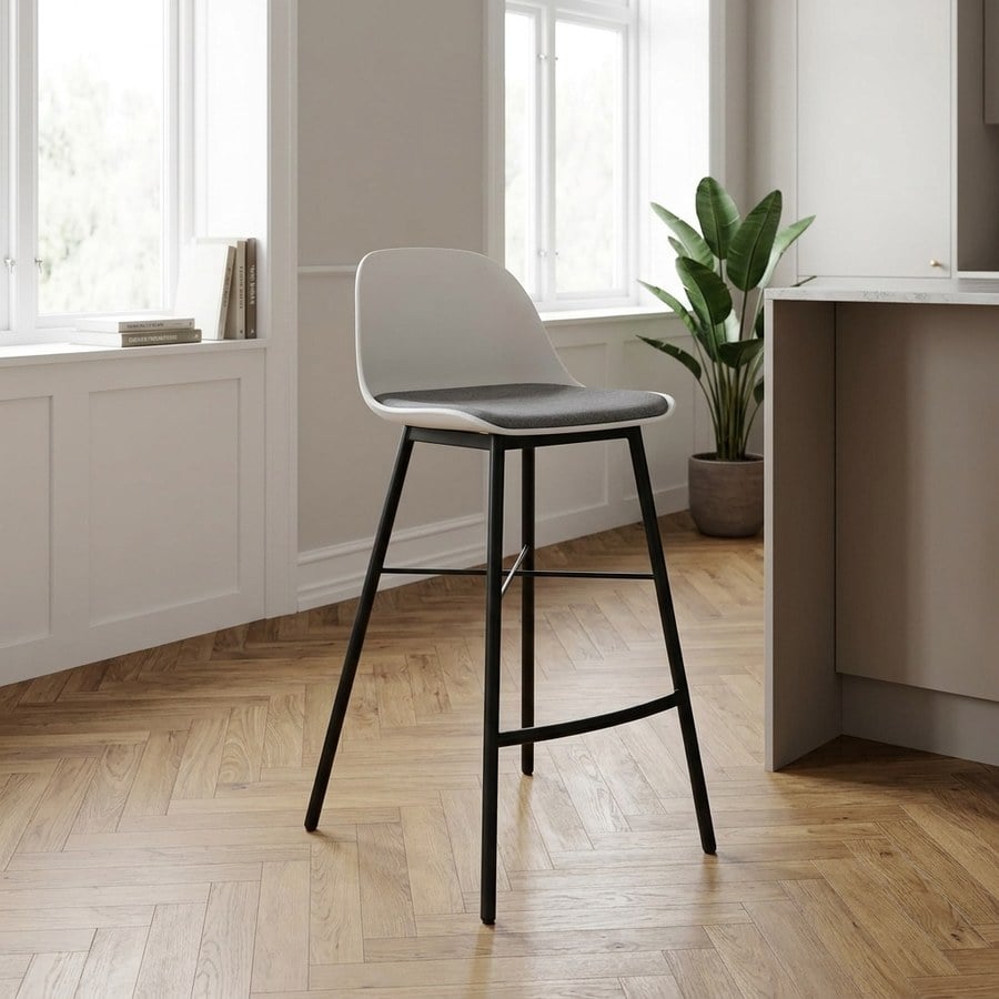Whistler Barstol i Stof med Sort Metal Stel fra Unique Furniture | B48xH93xD53cm