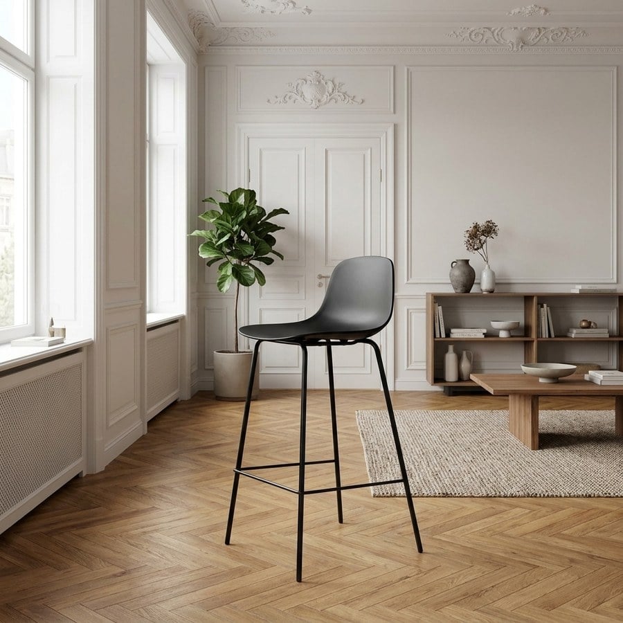 Whitby Barstol i Sort Stål fra Unique Furniture | B47xH92,5xD45cm