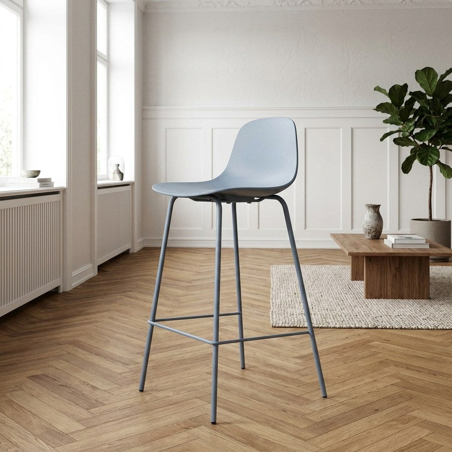 Whitby Barstol i Stål Dusty Blue fra Unique Furniture | B47xH92,5xD45cm