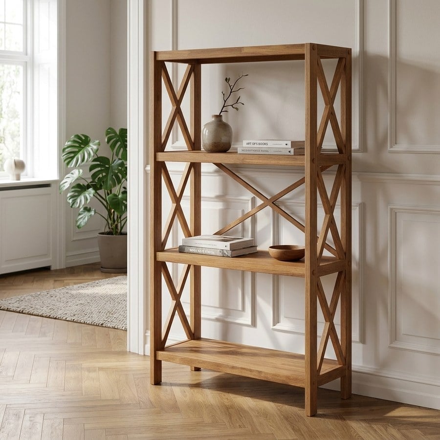 X-shelf Reol i Olieret Egetræ fra Unique Furniture | B70xH124xD30cm