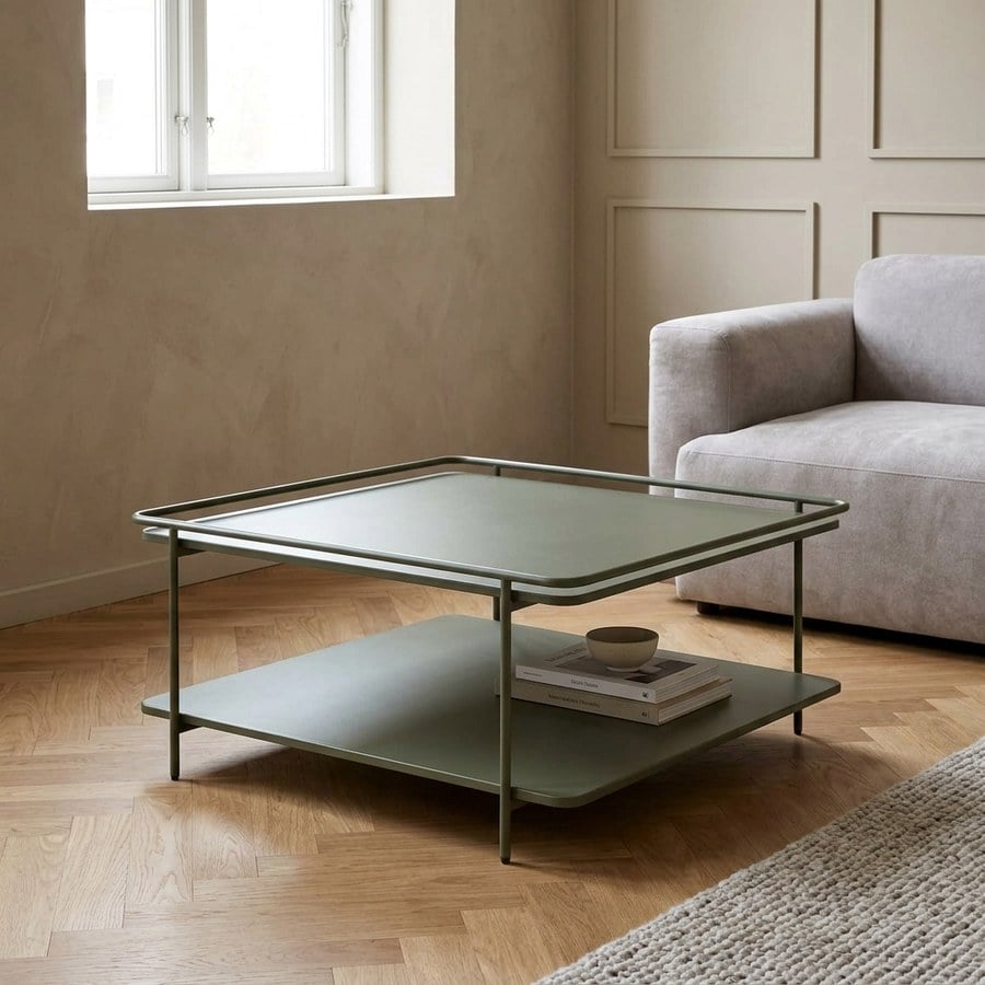 Yuba Sofabord i Olivengrøn Metal fra Unique Furniture | 75x75x34,3cm