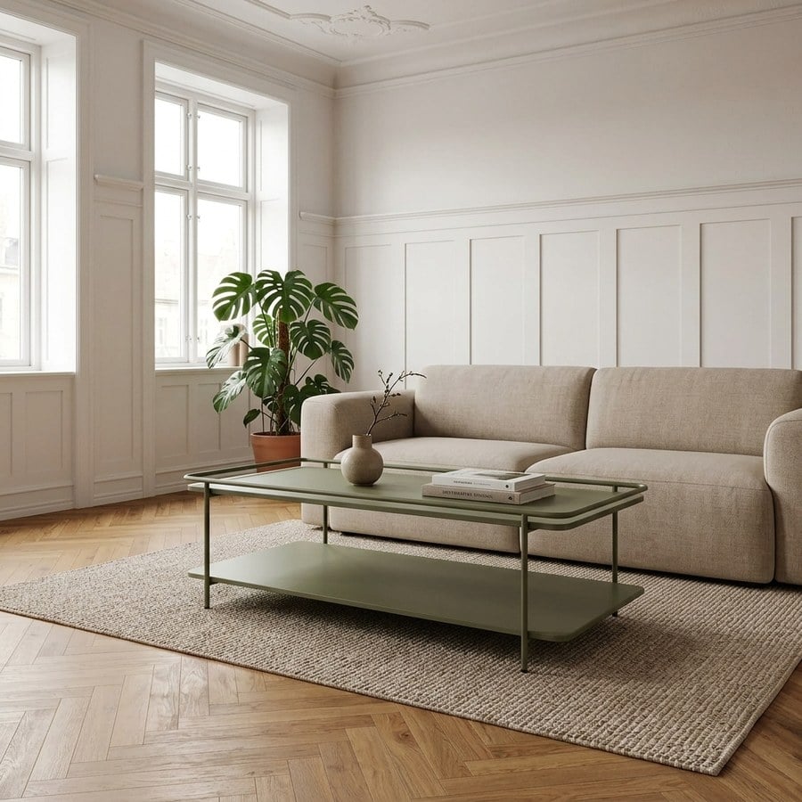 Yuba Sofabord i Olivgrøn Metal fra Unique Furniture | L110xB55xH34,3cm