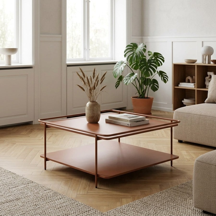 Yuba Sofabord i Terrakotta Metal fra Unique Furniture | B75xD75xH34,3cm