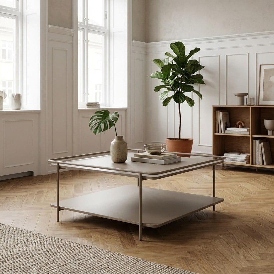 Yuba Sofabord i Varmt Gråt Metal fra Unique Furniture | 75x75x34,3cm