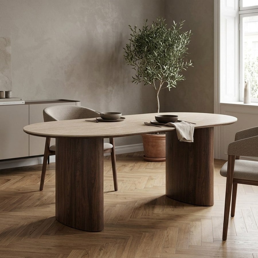 Delphi Spisebord i Travertin/Mørkebrun Keramik &amp; MDF fra House Nordic | L210xB100xH76 cm
