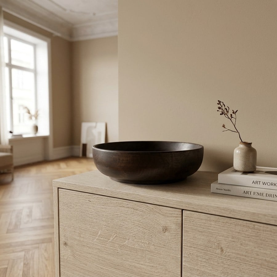 Kullu Skål i Brun Mangotræ fra House Nordic | Ø26,5xH8 cm