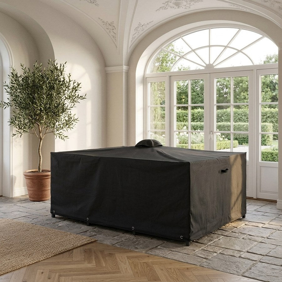 Luksus Overtræk til Bord med 6 Stole i Sort Polyester fra House Nordic | L235xB155xH95 cm