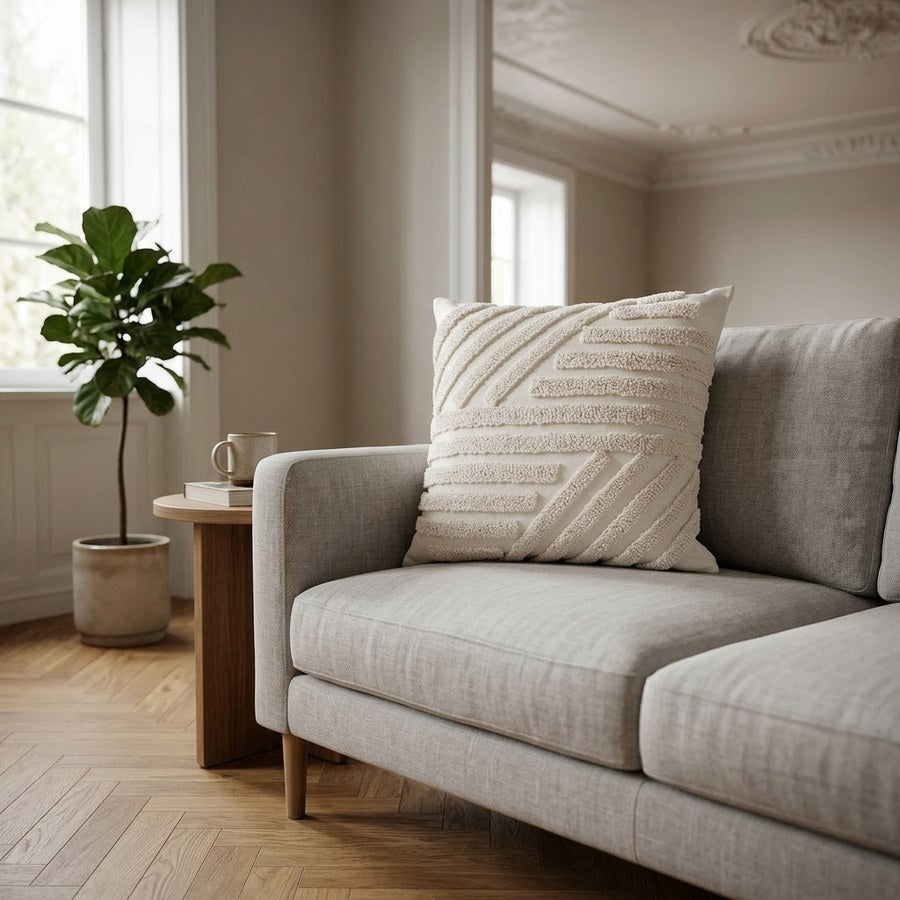 Albany Pude i Hvid Polyester & Bomuld fra House Nordic | B45xH45 cm
