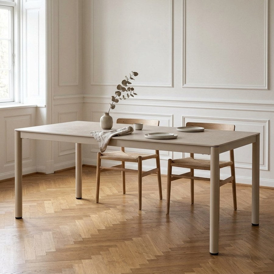 Alcudia Spisebord i Sand Keramik & Stel i Aluminium fra House Nordic | B90xL200xH74 cm