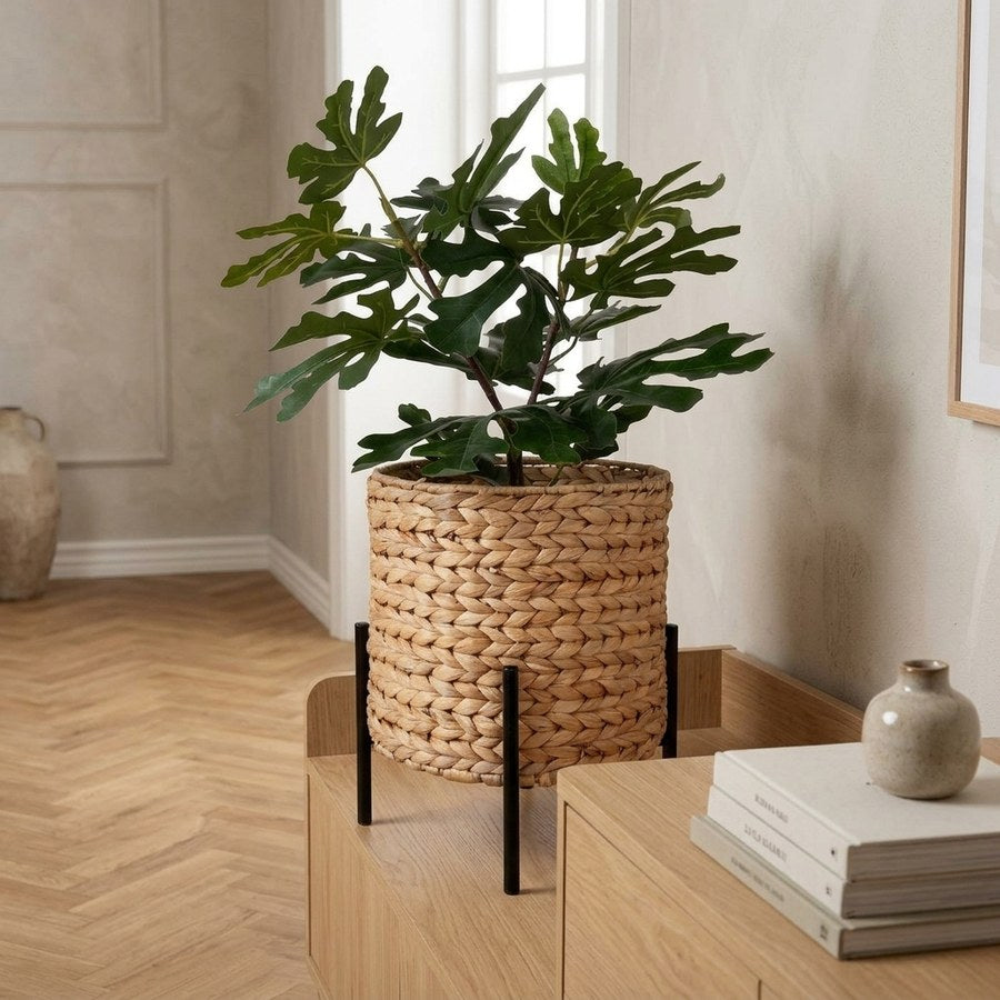 Antas Planteskjuler i Sort/Natur Vandhyacint & Metal fra House Nordic | Ø26,5xH29 cm