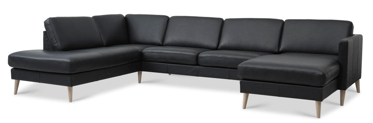 semianiline leather, black/natural – Ask sæt 54 U-sofa fra Unique Beds, Home & Living