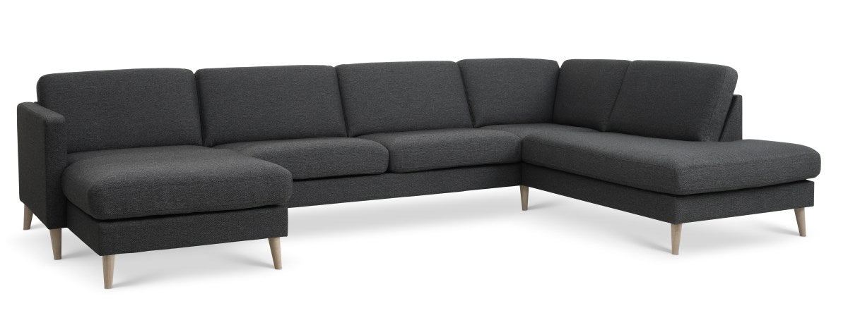 fabric, anthracite/natural – Ask sæt 55 U-sofa fra Unique Beds, Home & Living