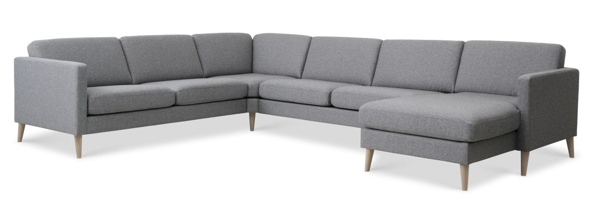 fabric, light granite/natural – Ask sæt 56 U-sofa fra Unique Beds, Home & Living