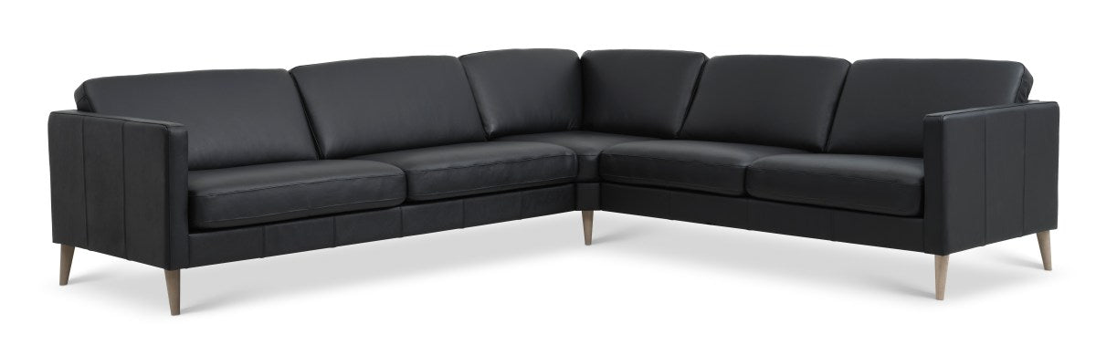 semianiline leather, black/natural – Ask sæt 57 hjørnesofa fra Unique Beds, Home & Living