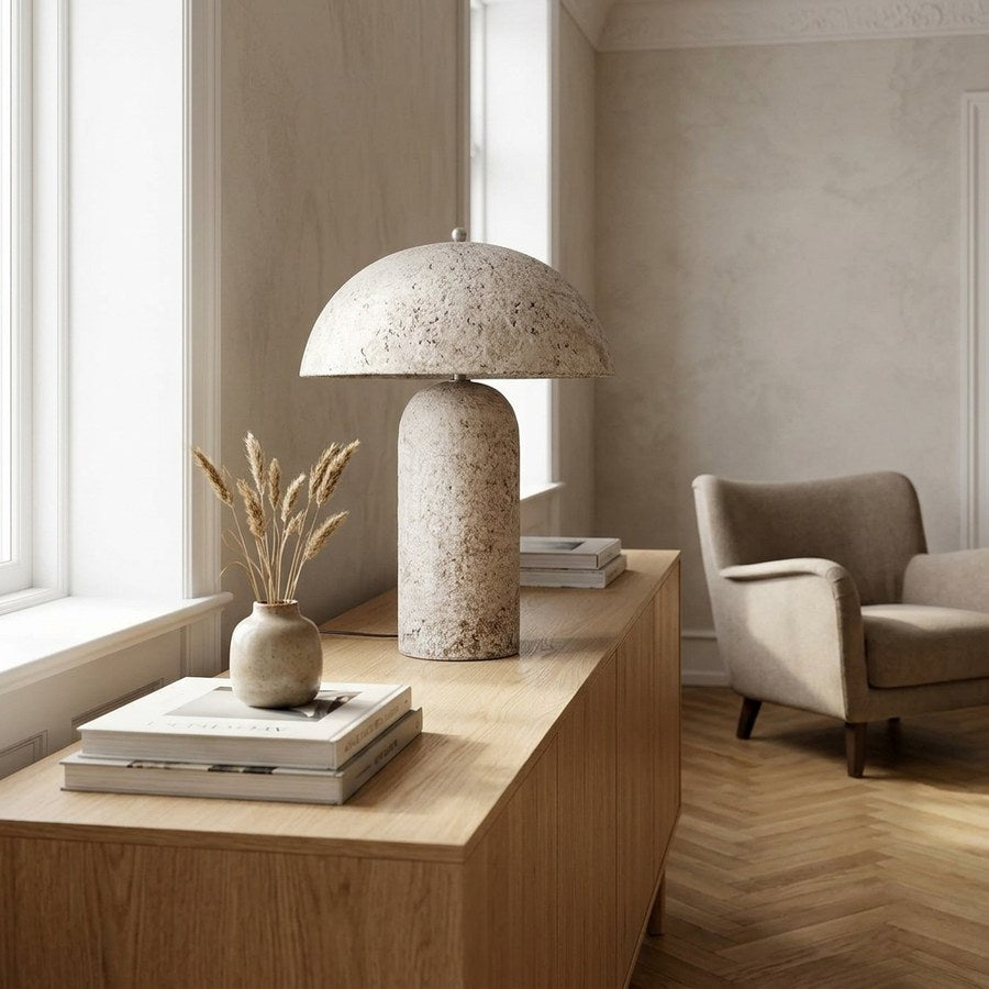 Astley Bordlampe i Stone Grå Papmaché fra House Nordic | Ø36,5xH49,5 cm