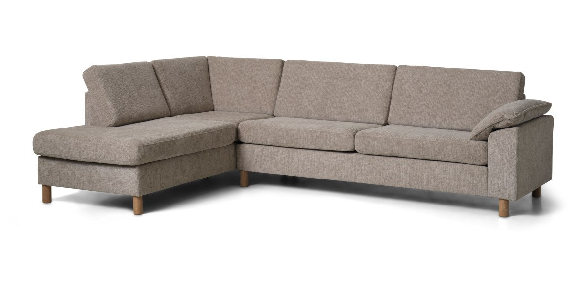 Kansas fabric, beige/oak – Ava sæt 2 hjørnesofa fra Unique Beds, Home & Living