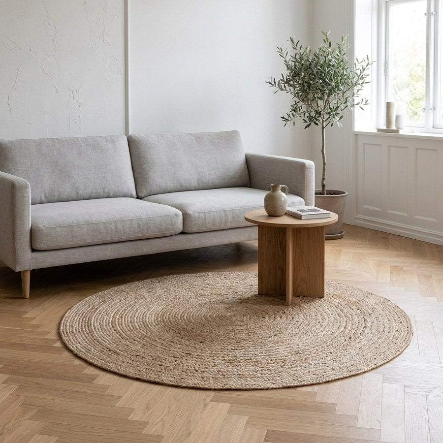 Bombay Tæppe i Natur Jute fra House Nordic | Ø90 cm