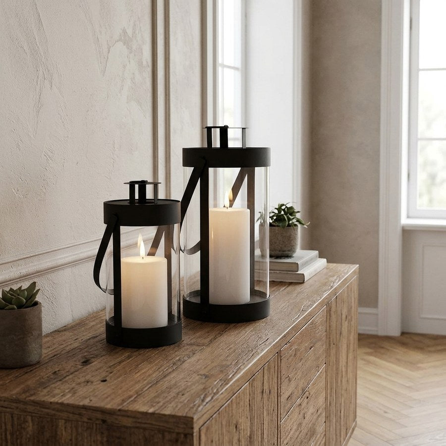 Bondi Lanterner i Sort Stål & Glas fra House Nordic | 2 Lanterner