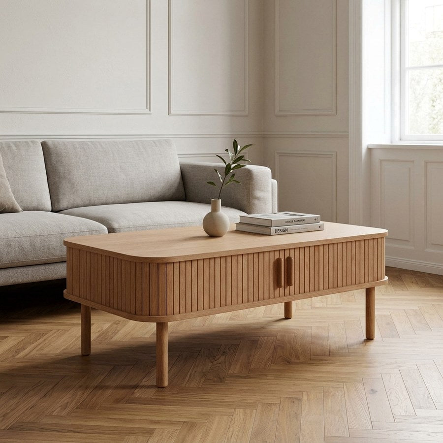 Cavo Sofabord i Natur Egetræ fra Unique Furniture | L120xB60xH45 cm