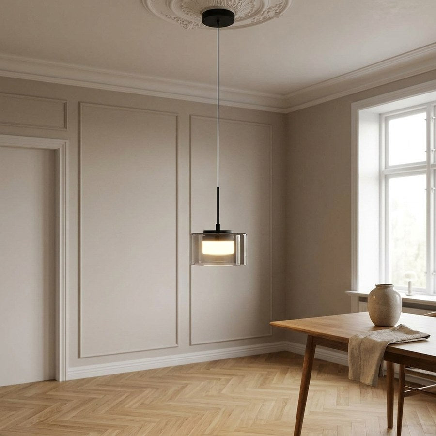 Cholet Pendel i Sort/Klar Glas & Metal fra House Nordic | Ø15xH120 cm