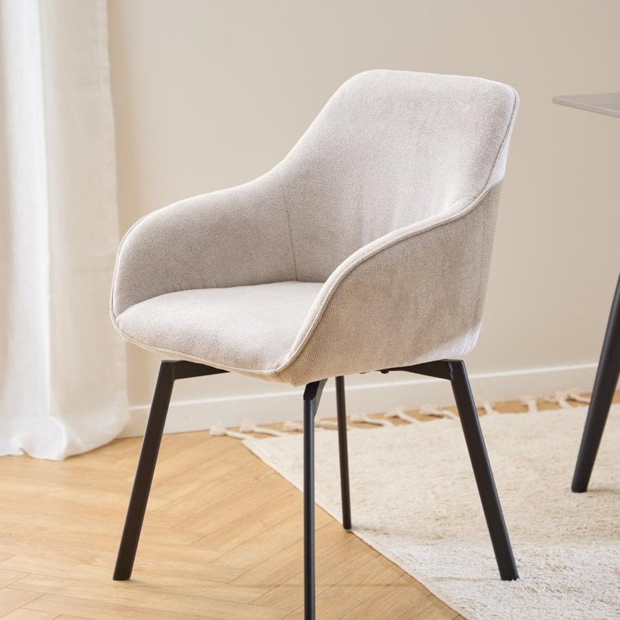 Clara Spisebordsstol Armlæn Beige Actona