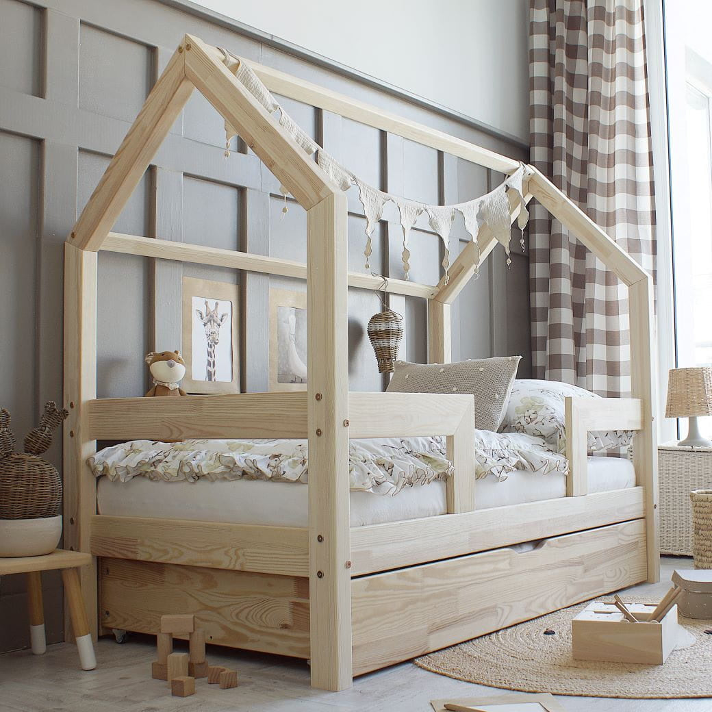 Barierra Duo Plus Husseng med Midterindgang og Skuffe i Limet Fyrretræ i Flere Farver fra Raw Kids i farven Natur – fra Unique Beds, Home & Living