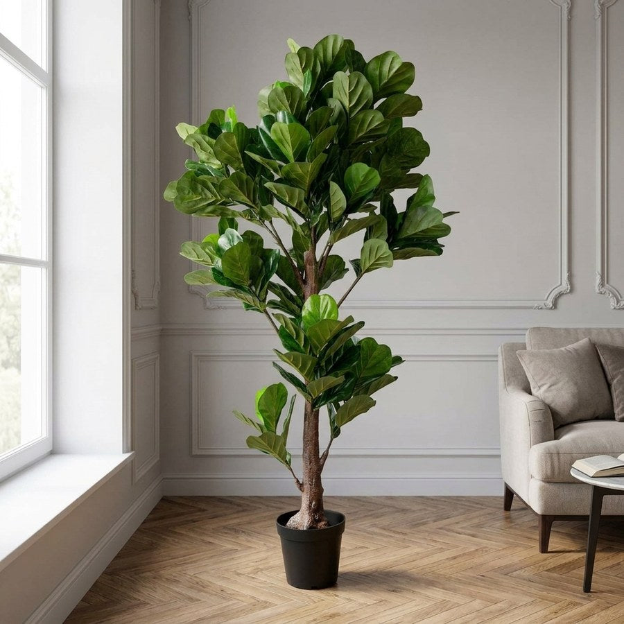 Fiddle Violinfigen Kunstig Plante i Grøn PE Plastik fra House Nordic | B93xL81xH190 cm