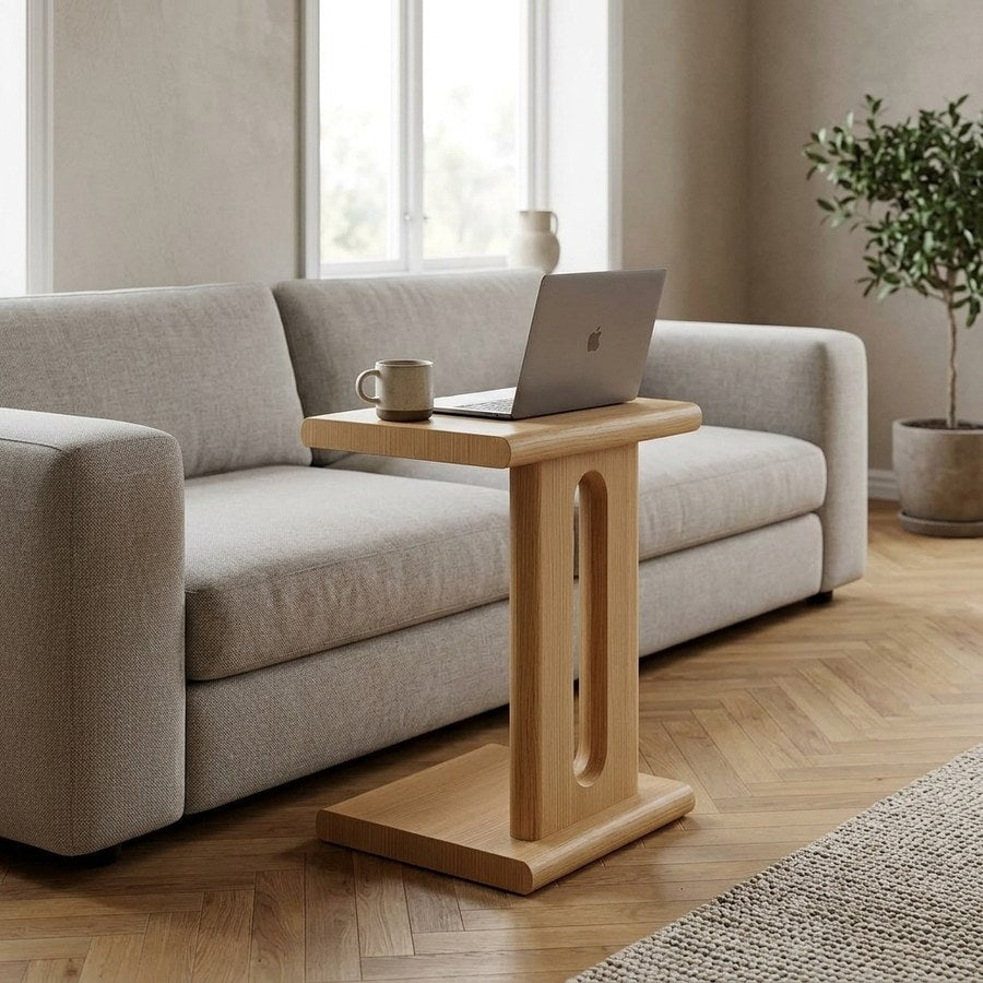 Flow Laptop Bord i Natur Egetræ fra Unique Furniture | B45xD35xH60 cm