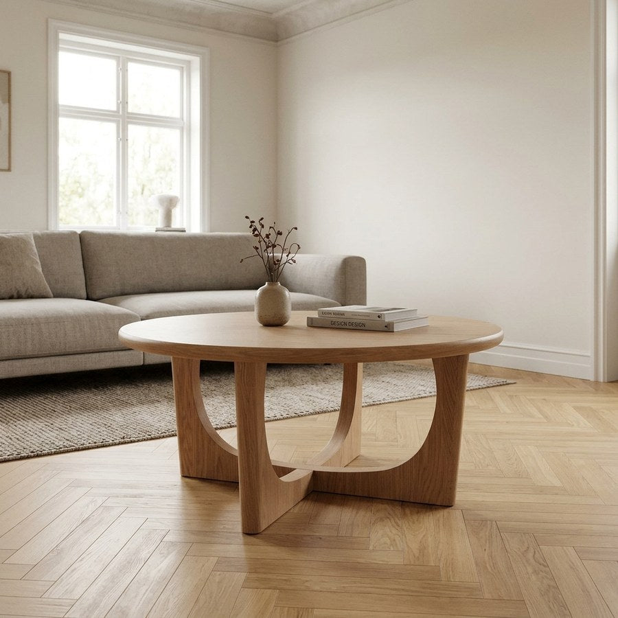 Flow Sofabord i Natur Egetræ fra Unique Furniture | Ø90xH40 cm
