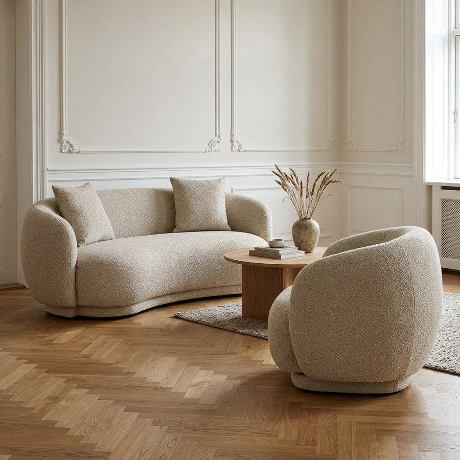 Hawkes Sofasæt i Sand Polyester fra House Nordic | 1 Sofa & 1 Loungestol