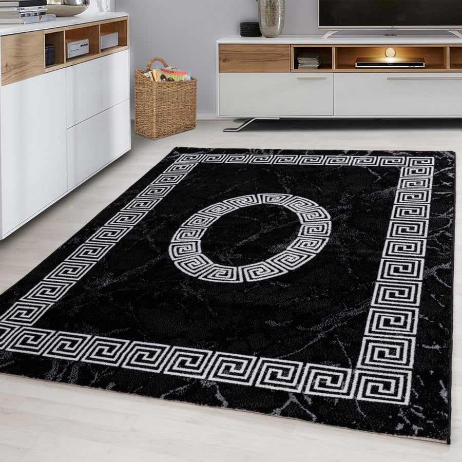 Henry Gulvtæppe i Sort med Kant fra Rugs by Uniquebeds Home &amp; Living | Flere Størrelser