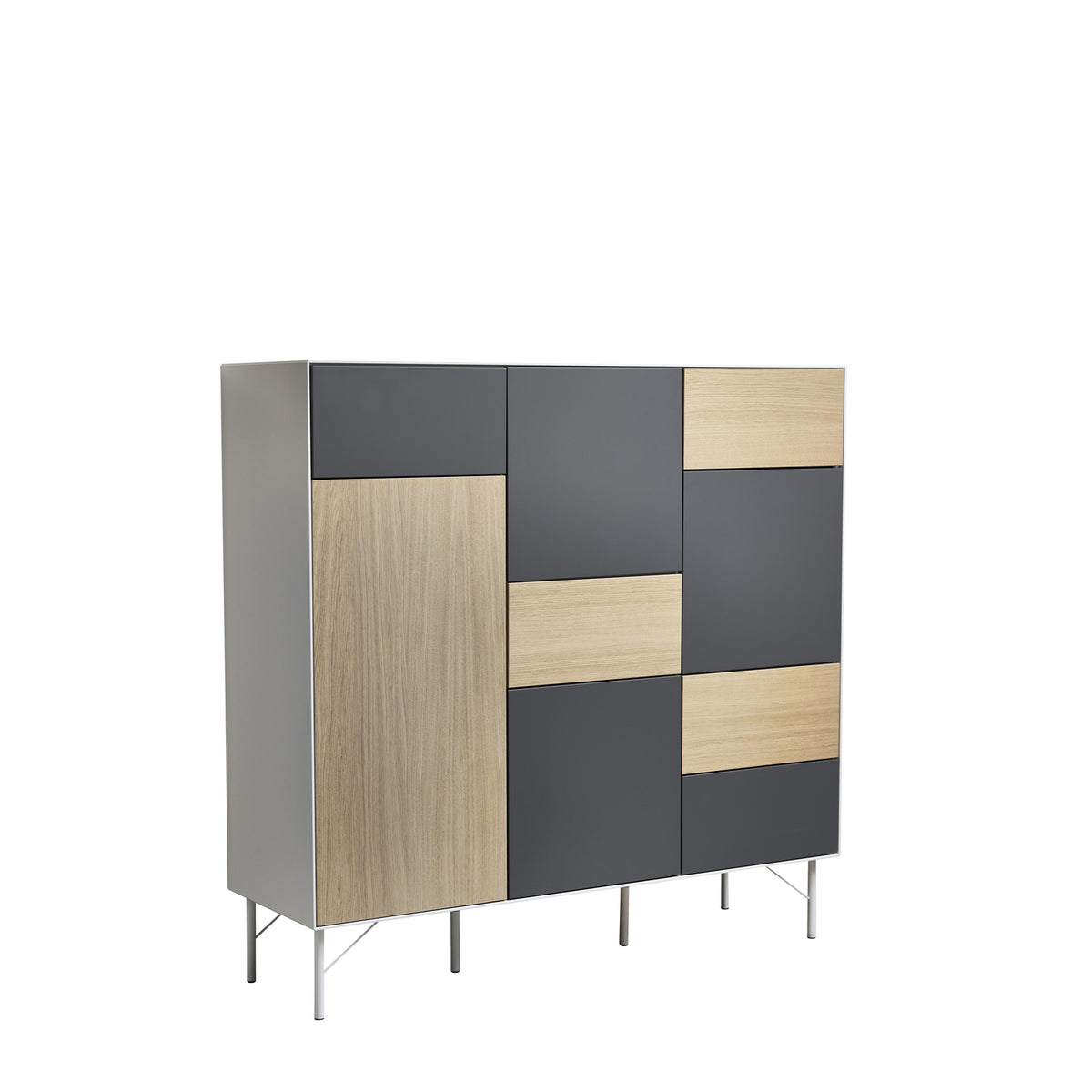 Snehvid/Hvidpigm. eg/Antracit – Highboard på Ben med 4 Låger og 5 Skuffer fra Edge by Hammel – fra Unique Beds, Home & Living