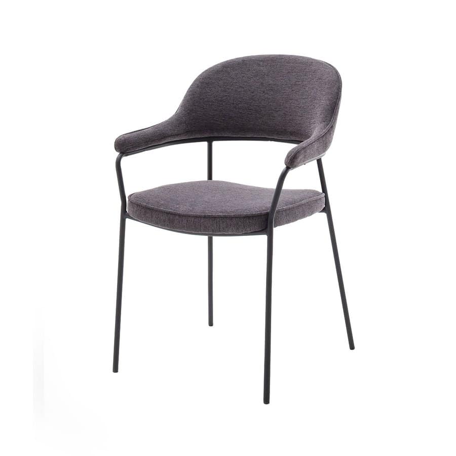 Kindersley Spisebordsstol i Mørkegrå Stof med Sort Stålstel fra Unique Furniture | B56,5xH85xD56,5cm